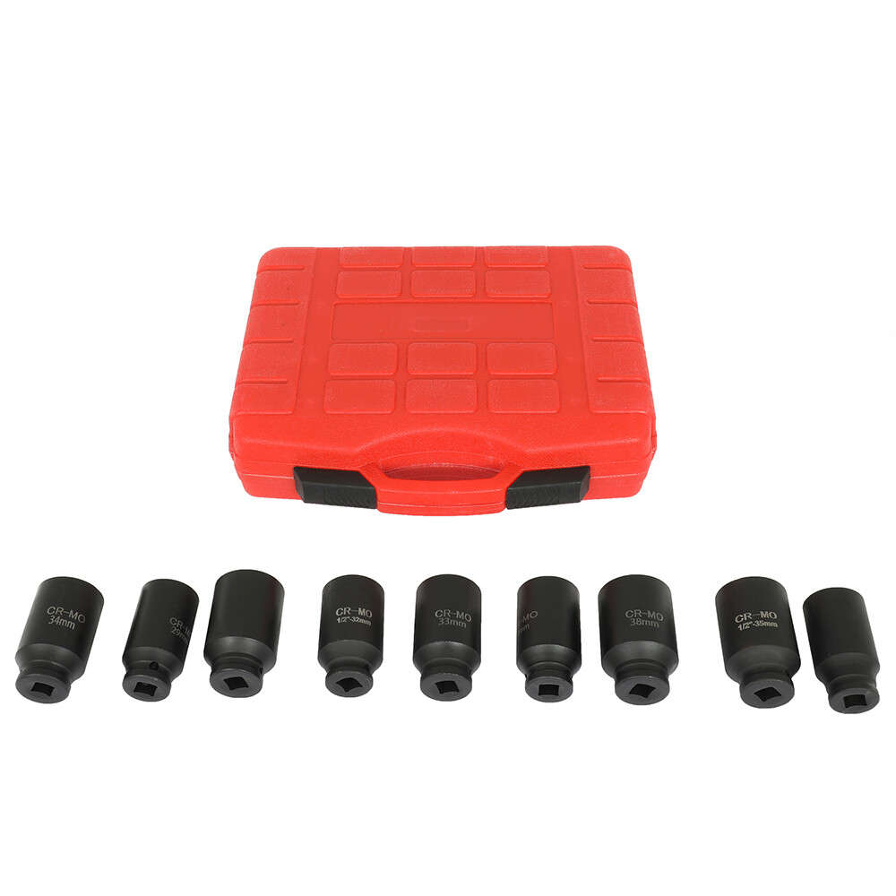 9PCS 29MM-38MM 1/2″ 6PT DEEP IMPACT SOCKET SET DRIVE METRIC AXLE HUB NUT SOCKET