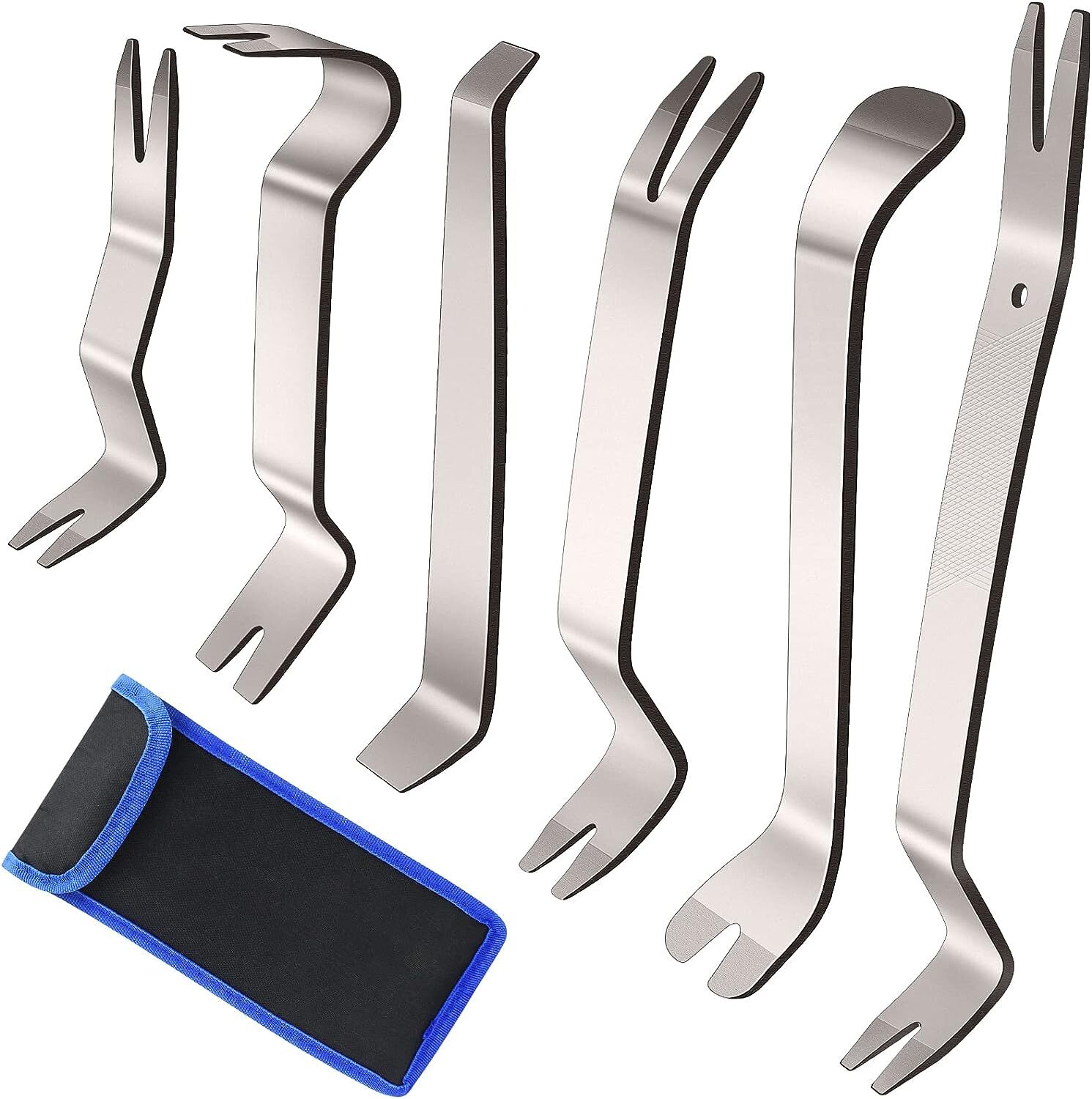 6PCS Metal Car Trim Removal Pry Tool Kit Panel Door Dash Fastener Remover Set