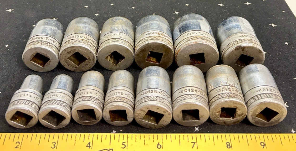 VTG S-K Tooks 14 Piece Set 12 Point Sockets 7/16″ To 1-1/8″ 40114-40136 USA