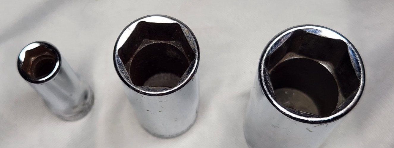 Snap-On Lot of 3 SFS121 3/8″ SFS241 3/4″ SFS281 7/8″ Deep Socket 6PT 3/8″ Drive