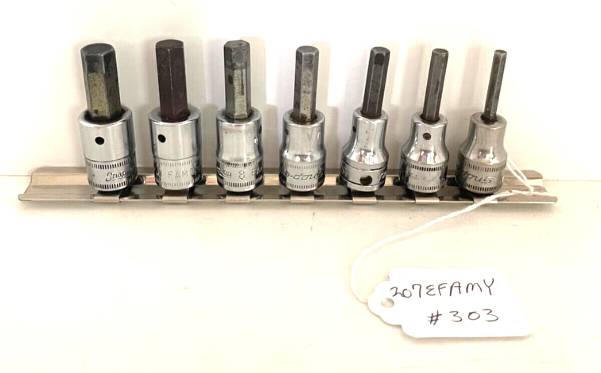 Snap On Tools 207EFAMY 7 Pc 3/8″ Dr Metric Hex Bit Socket Set ..FREE KNIFE..#303