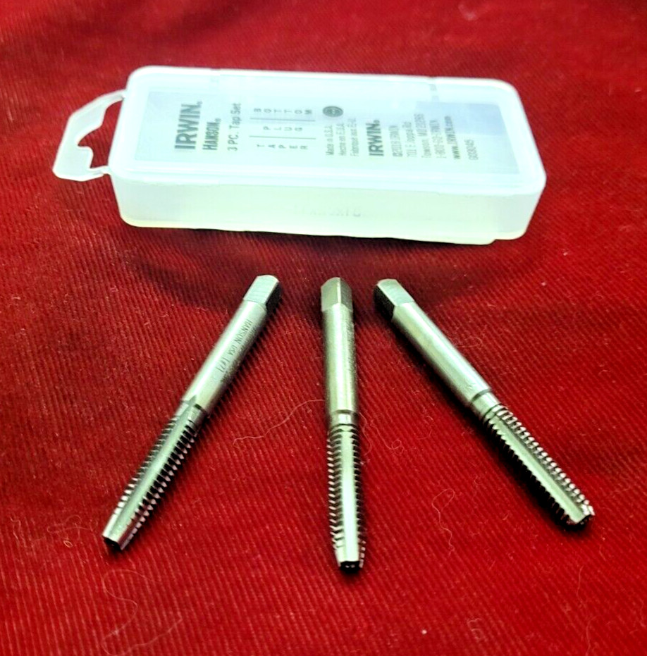 1/4-20 NF Carbon Steel Tap Set 3PC USA Irwin 2620 Taper Plug Bottom