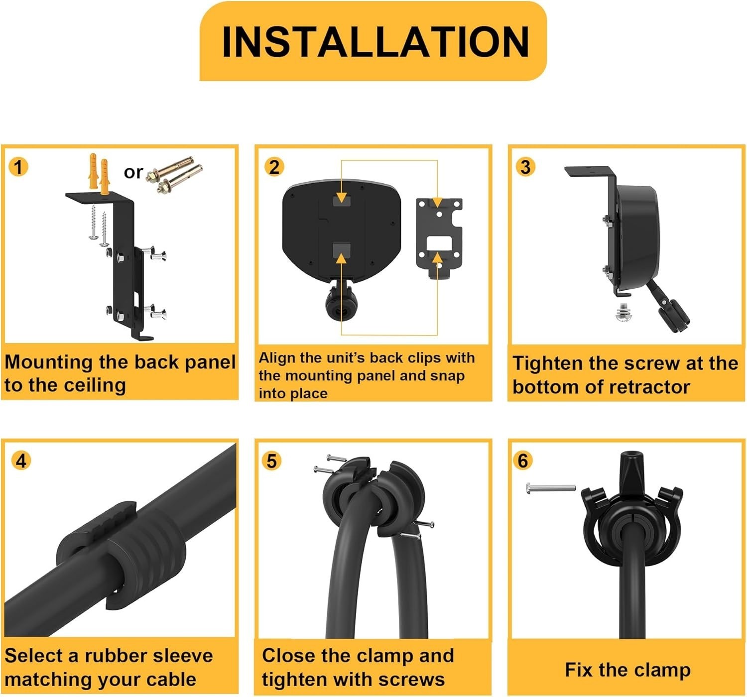 Ceiling Mounted EV Charger Cable Retractor 11.5 Ft Automatic Retractable Cable