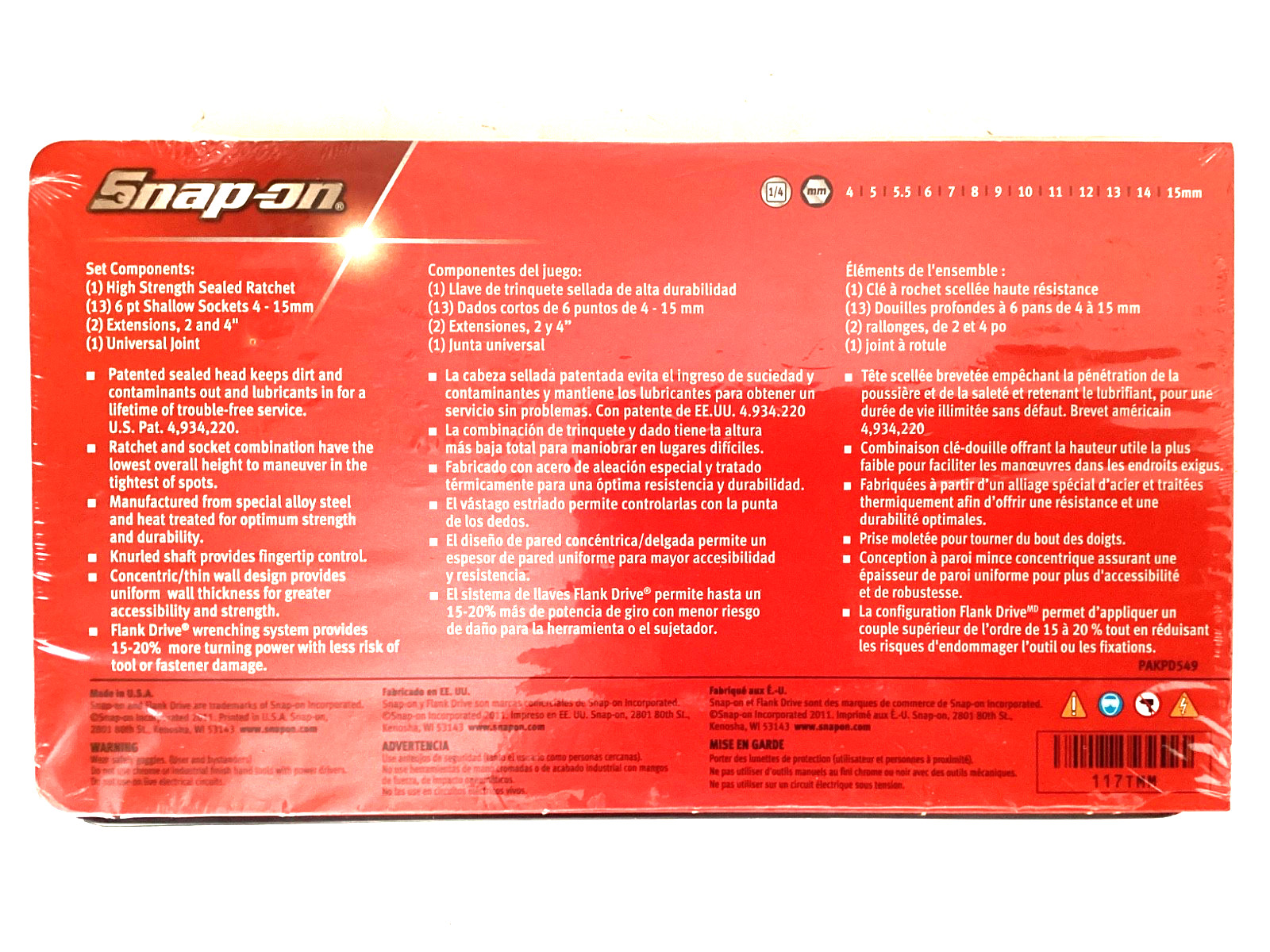 Snap On USA NEW Tray And Cover For 117TMM 17 Piece 1/4″ Drive Metric Starter Set