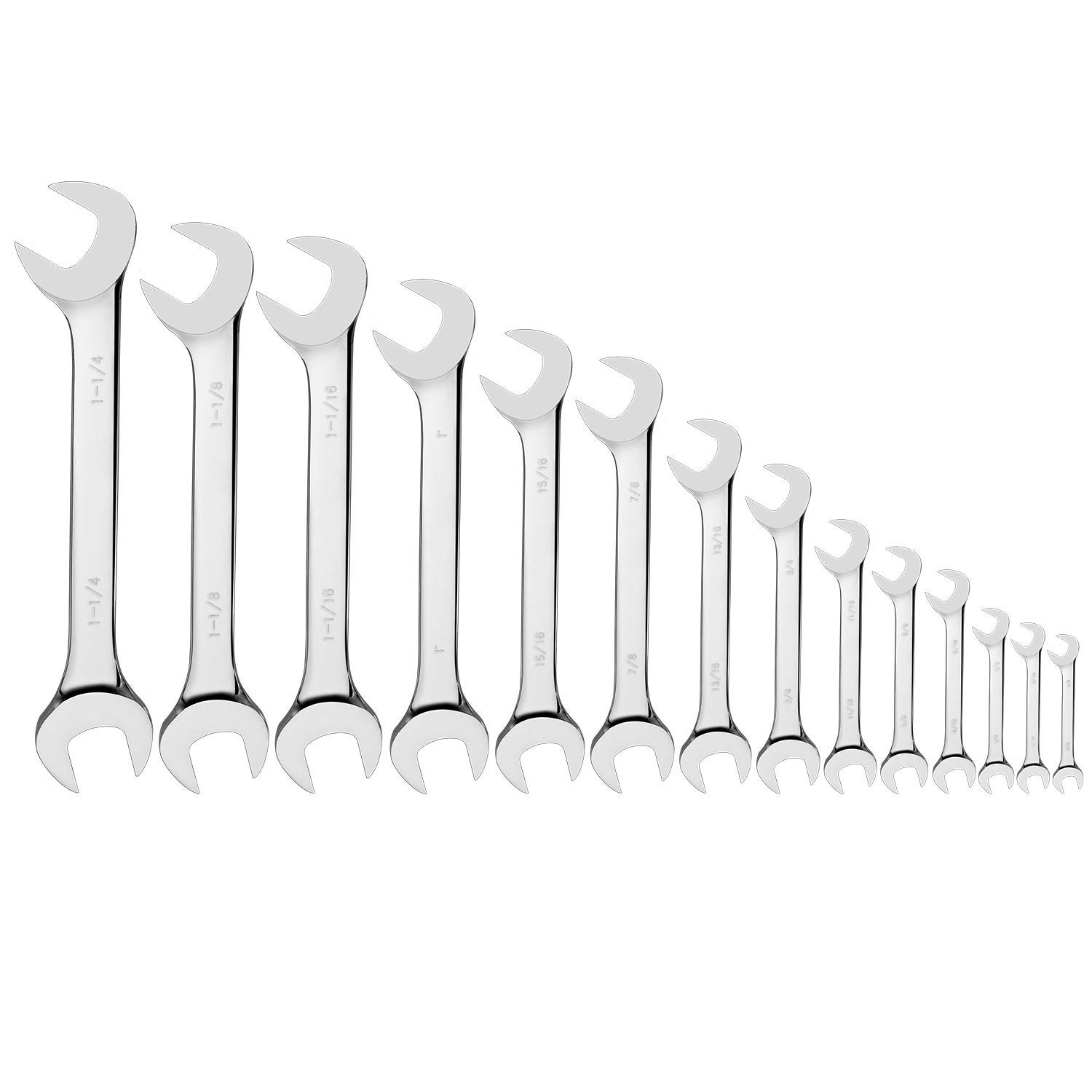 14-Piece Angle Head Wrench Set, Chrome Vanadium Steel, Standard Sizes with Rack