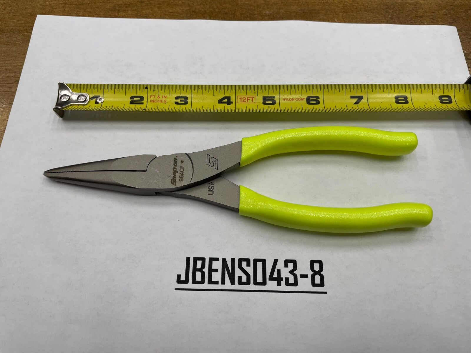 Snap-on Tools USA NEW HI-VIZ 8″ Soft Grip Needle Nose Pliers 96ACFHV
