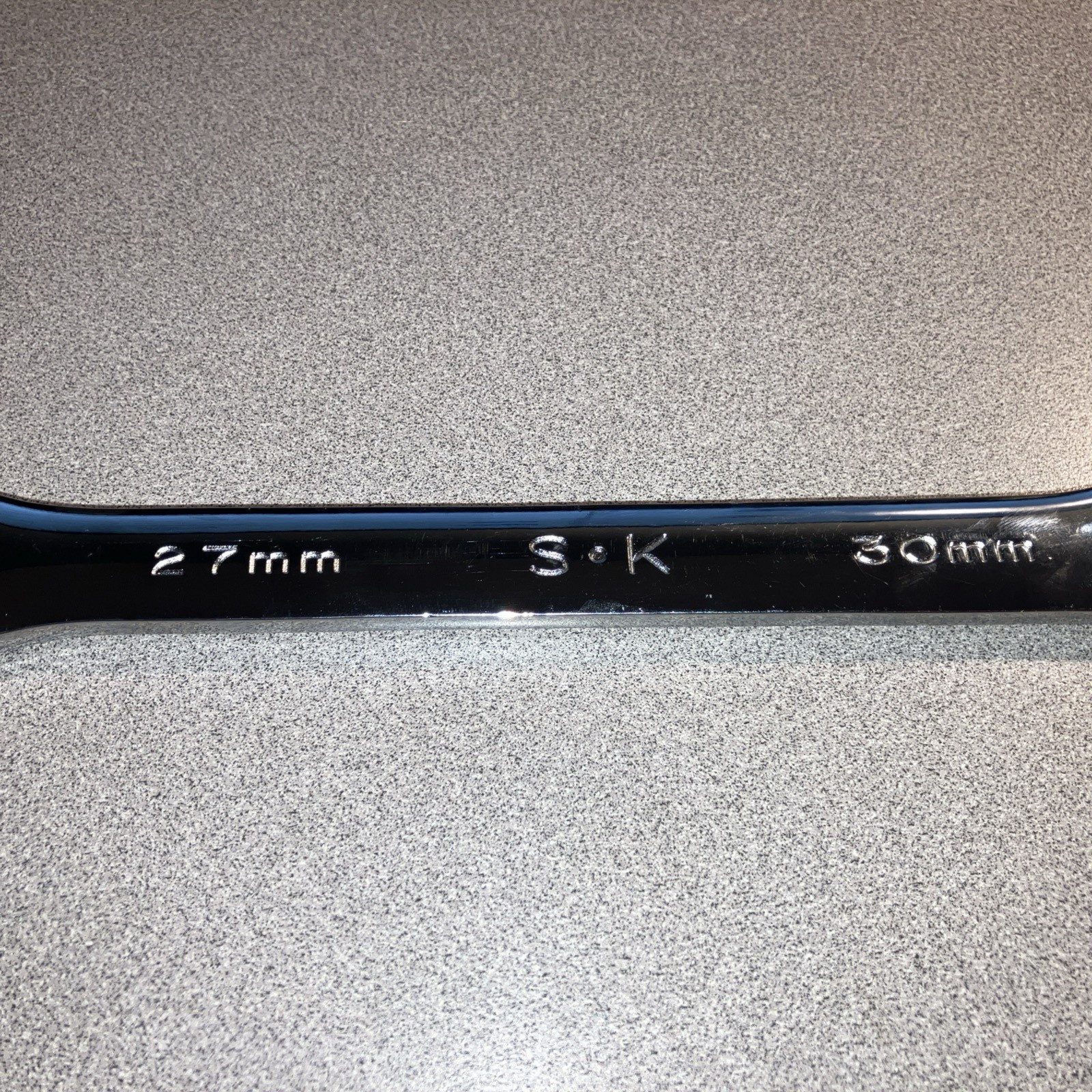 SK Tools 86527 27mm x 30mm Double Open-Ended Wrench Made In USA Engraved