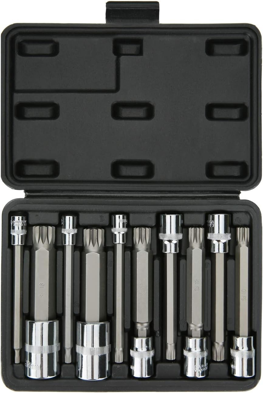 10-Piece XZN Triple Square Bit Socket Set | 1/4″, 3/8″, 1/2″ Drive – Extra Long