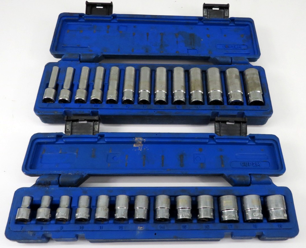 Cornwell Blue Power 26 Piece Long & Short Socket Set CBP2LM CBP2M Metric 3/8″ Dr