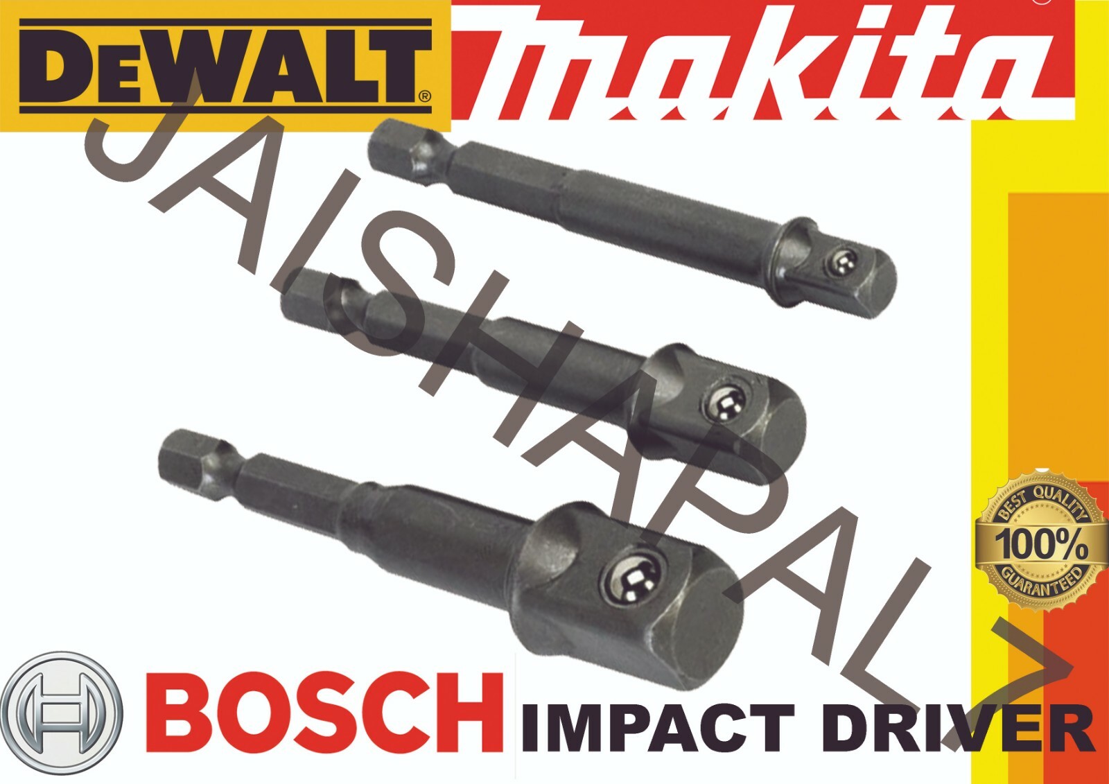 Bosch Impact 1/4″ 3/8″ 1/2″ Socket driver Set fits MAKITA, IMPACT DRIVERS DEWALT