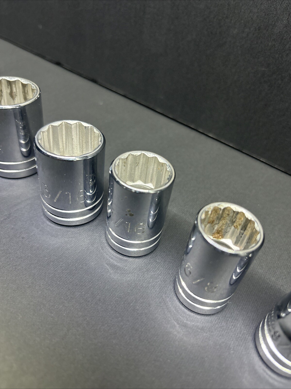 8 Proto 1/2″ Drive 7/8, 15/16, 13/16, 11/16, 9/16 SAE Sockets Chrome 12 Pt USA