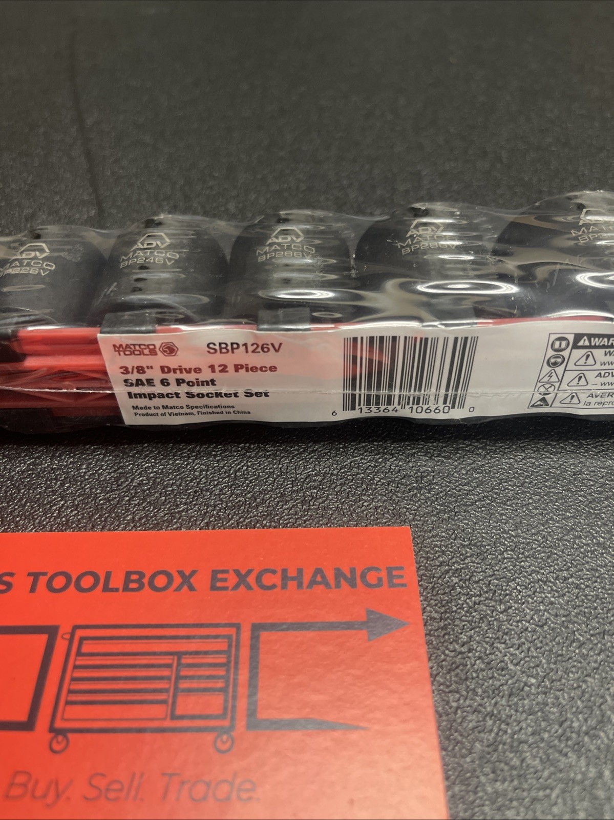 Matco Tools SBP126V 12-Pc 3/8″ Drive SAE 6-Point ADV Impact Socket Set 5/16″-1″