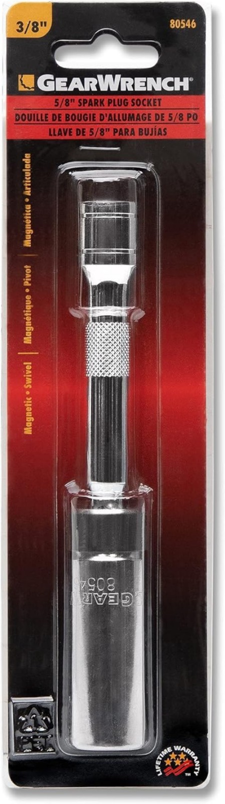 Spark Plug Socket Alloy Steel 5/8 in Magnetic Swivel 3/8 in Drive Automotive