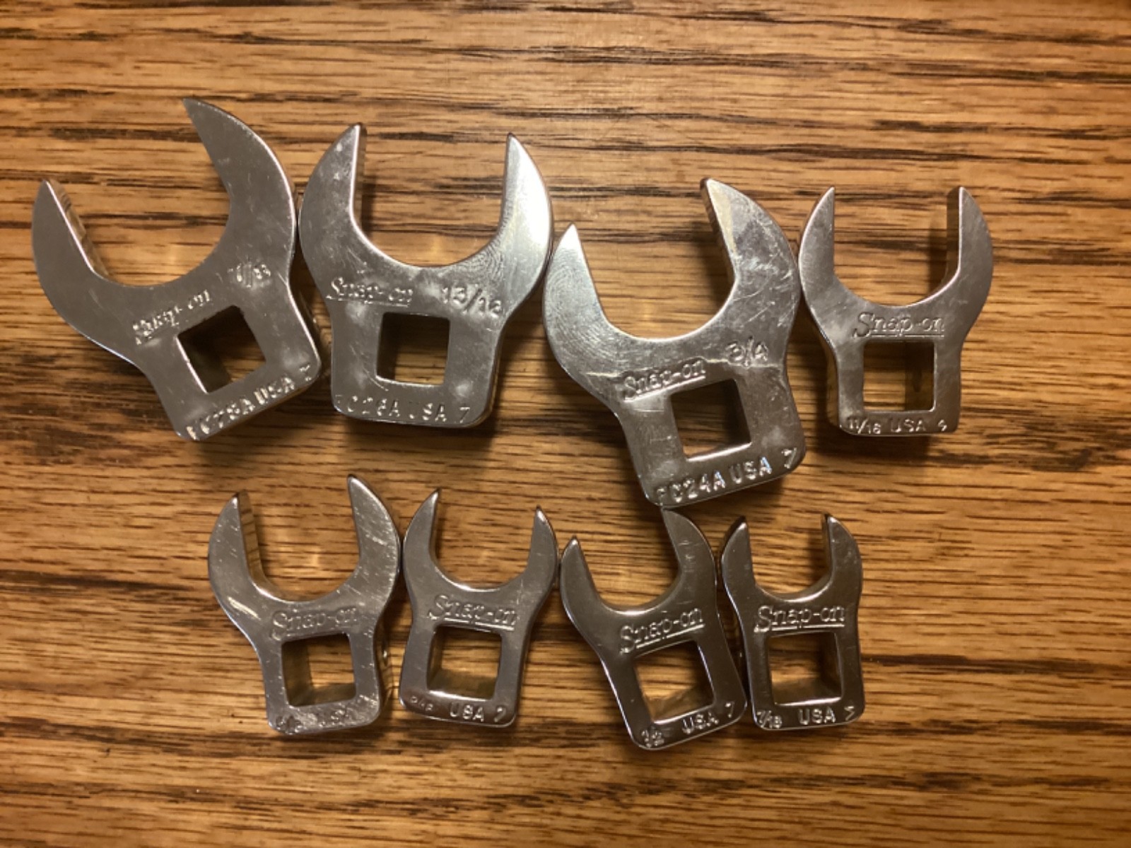 SNAP-ON CROWFOOT OPEN END WRENCH 3/8” drive MASTER SET 17 piece, holders, SAE