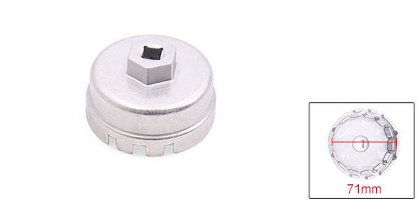 10mm Square Socket 14 Flute 71mm Inside Dia Cap-Type Oil Filter Wrench 1 Pc