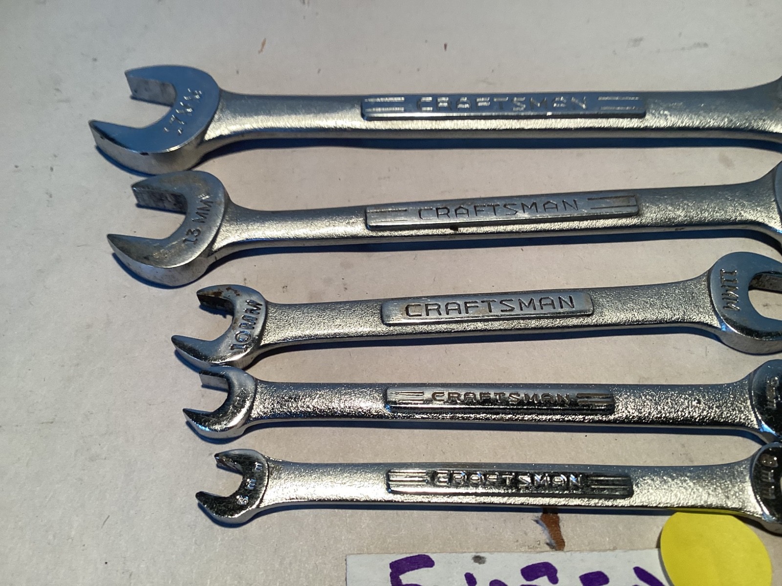 5 Vintage Craftsman V metric open end wrenches 19/17mm 15/13mm 11/10mm 9/7m 8/6m