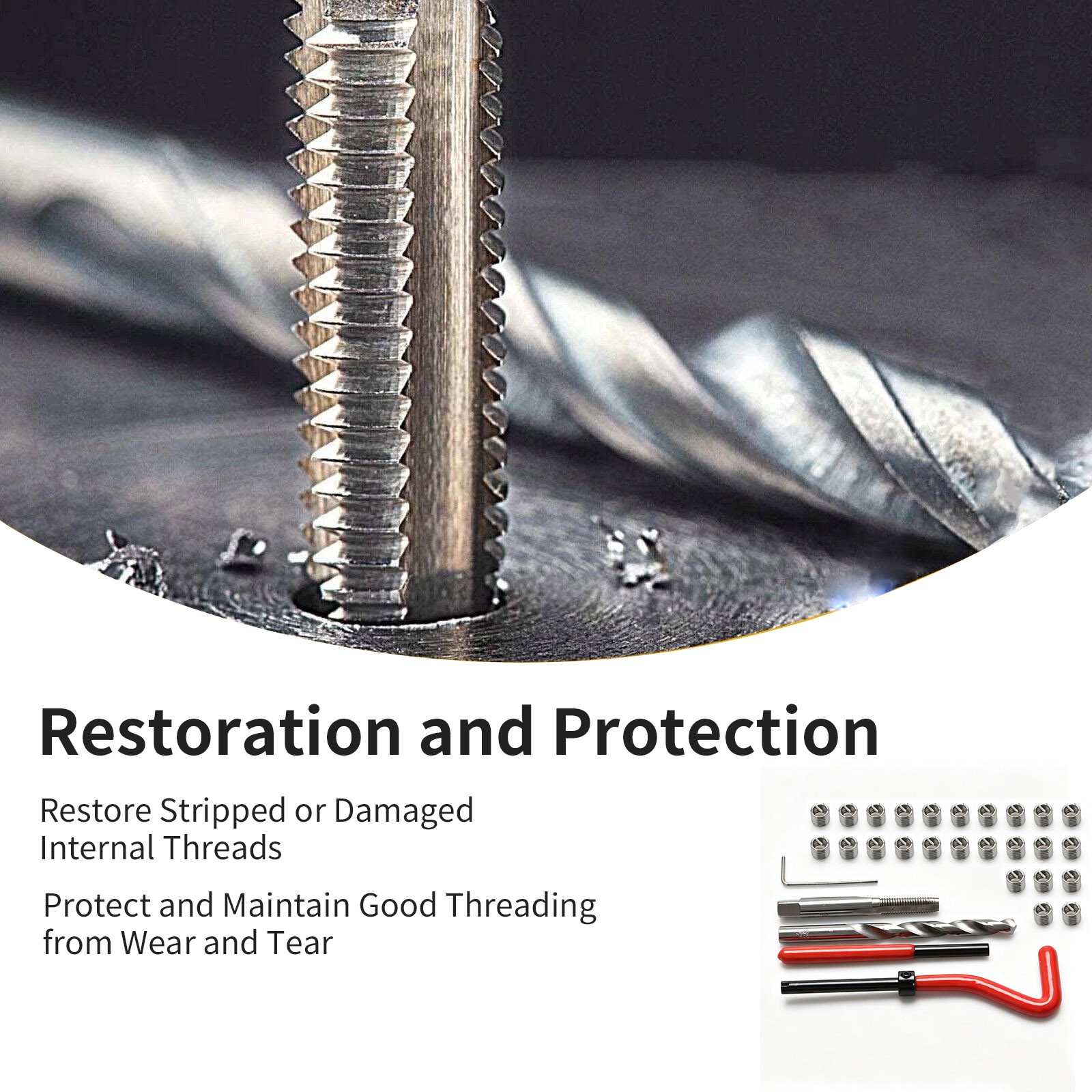 M8 x 1.25 Thread Repair Kit Stainless Steel Insert Set for Aluminum Cast Iron