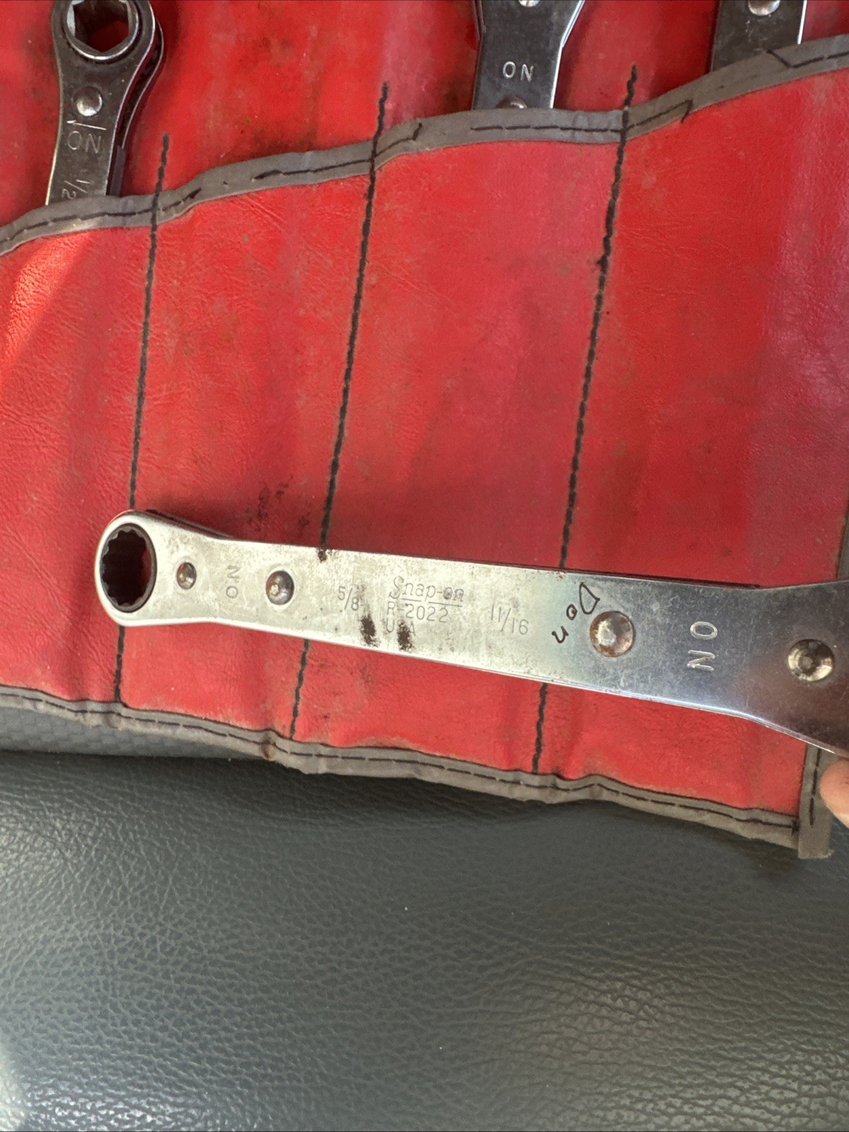 Snap-on 8pc Ratcheting Wrench Set 6/12pt SAE USA 1/4″-15/16″ w/C-62B Pouch🔧