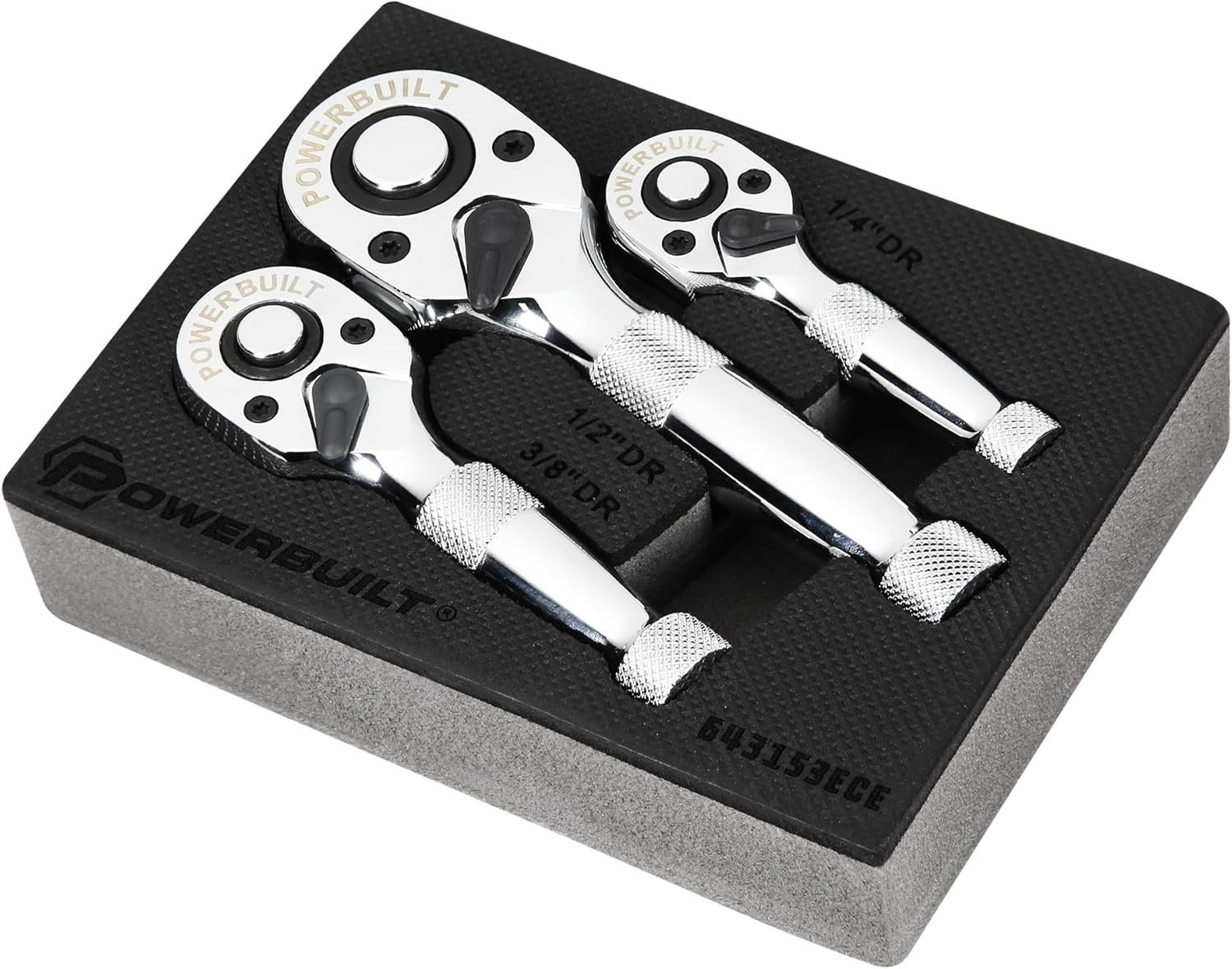 3-Piece Stubby Ratchet Set: 1/4, 3/8, 1/2-Inch Chrome Vanadium for Tight Spaces