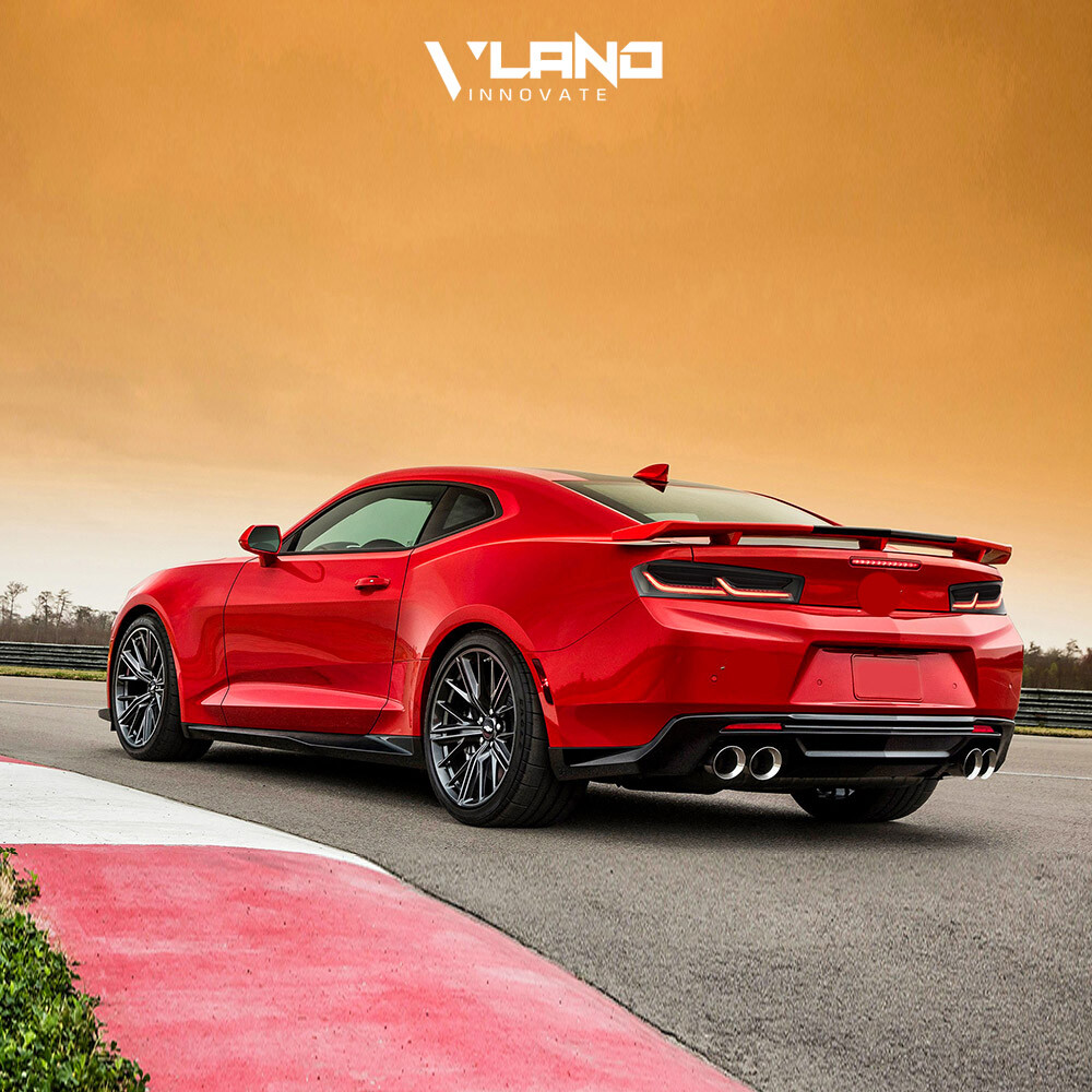 VLAND LED Tail Lights For Chevy Camaro 2016-2018 DRL FULL Smoke Red Signal Light