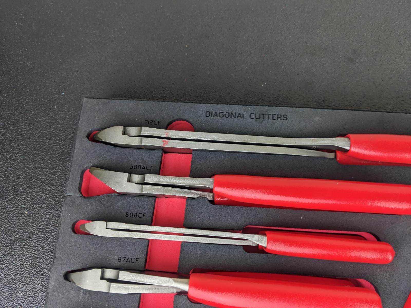 #bp051 Snap-on USA NEW RED 10-Piece Diagonal Cutter Pliers Foam Set PLDC1000FR