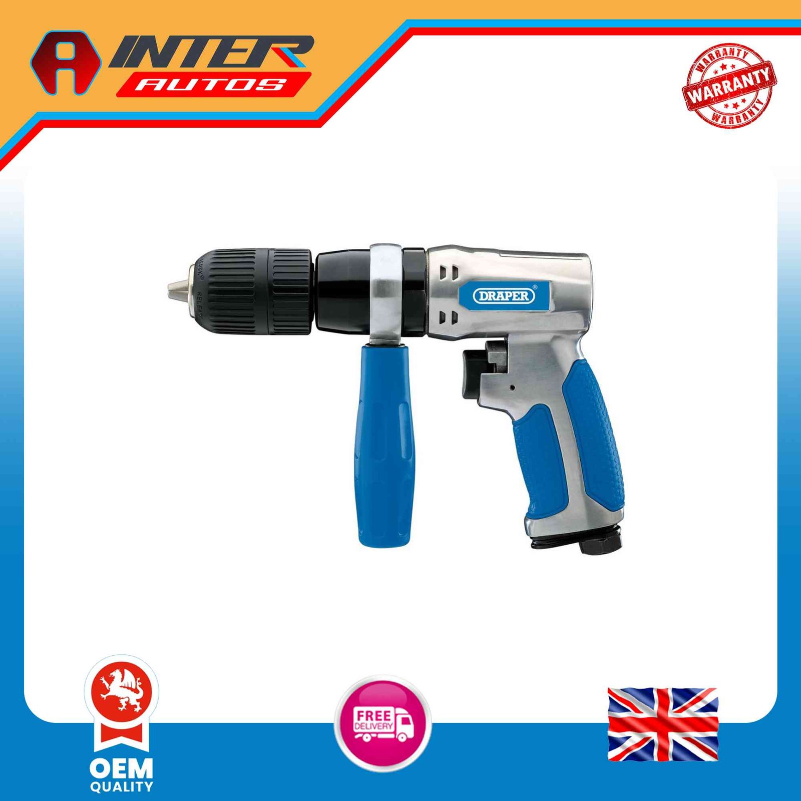 Draper Reversible Keyless Air Drill, 13mm 84121