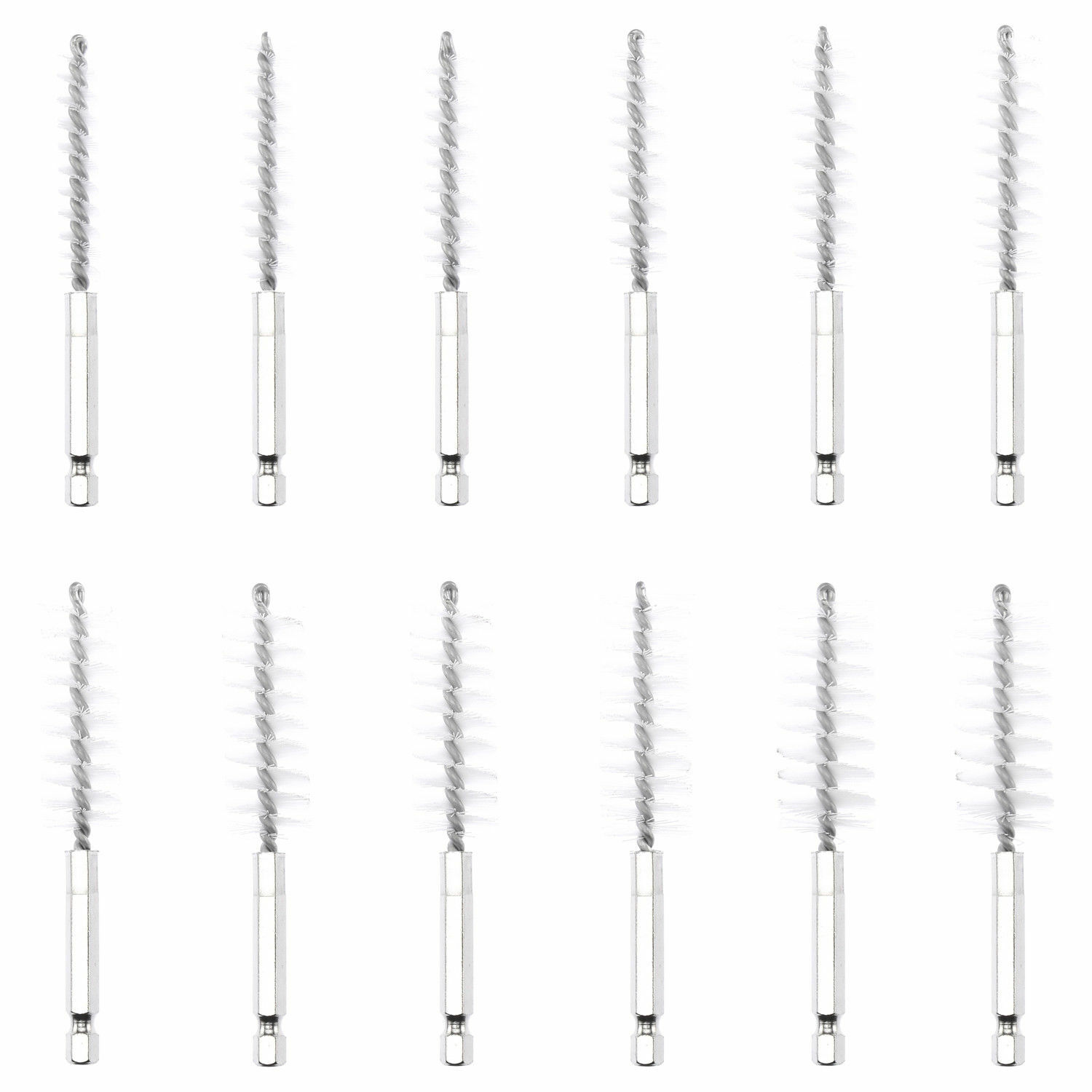 38pc Industrial Wire Brush Set 1/4″ Hex Shank Long Ext. Stainless Steel Nylon