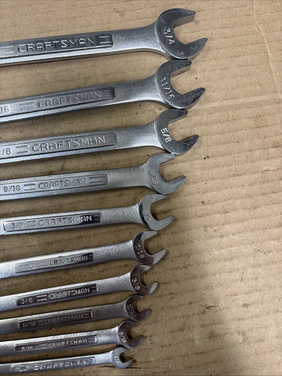 Vintage Craftsman Lot Of 10 Combination Wrench SAE 1/4” -3/4” 12 Pt USA -vv-