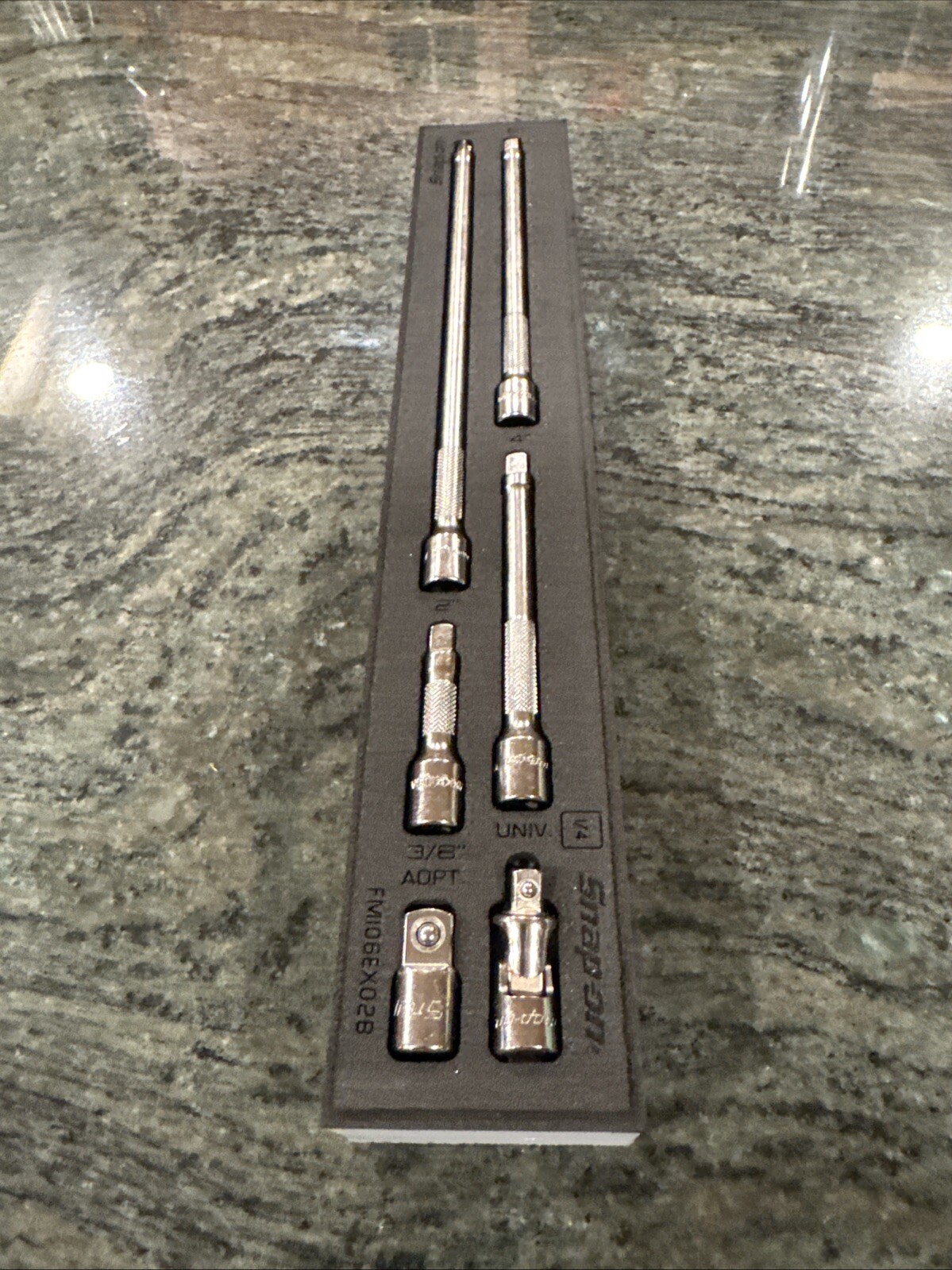 snap on 106tmxafdt 6 pc extension, universal joint and adaptor foam set new
