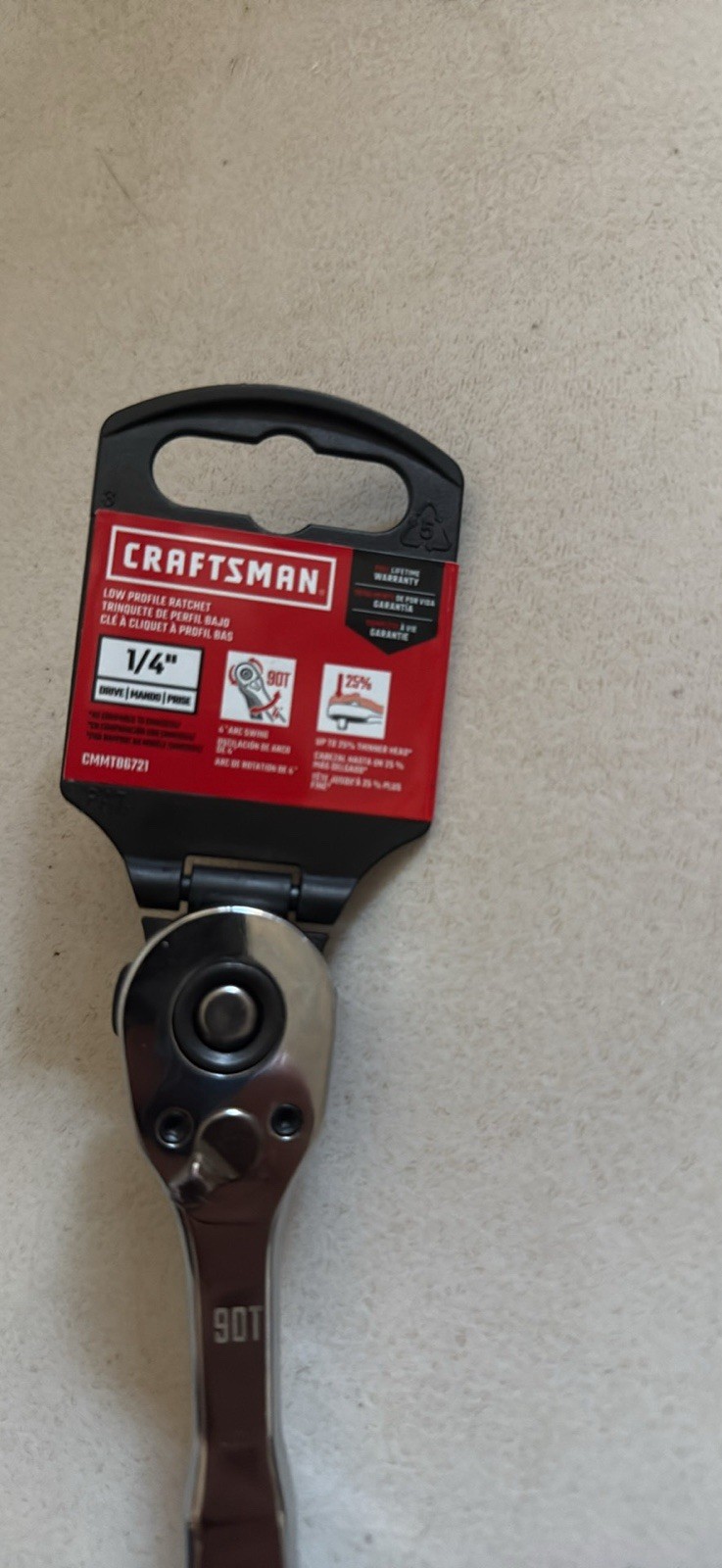 Craftsman 1/4″ Drive 90T Low Profile Ratchet CMMT86721