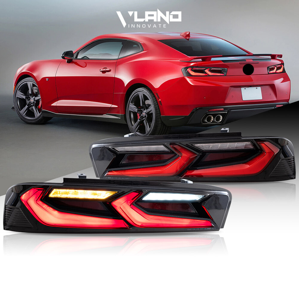 SET VLAND DRL FULL Smoked LED Tail Lights For Chevy Camaro 2016-2018 Assembly