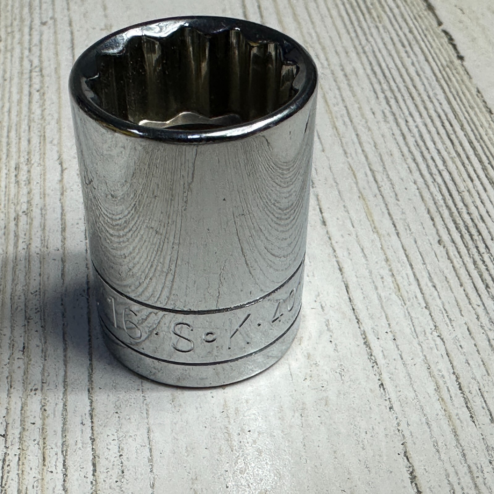 13/16” SK Tools USA, 40126, 1/2” Drive, 12 Point SAE Chrome Standard Socket, NOS