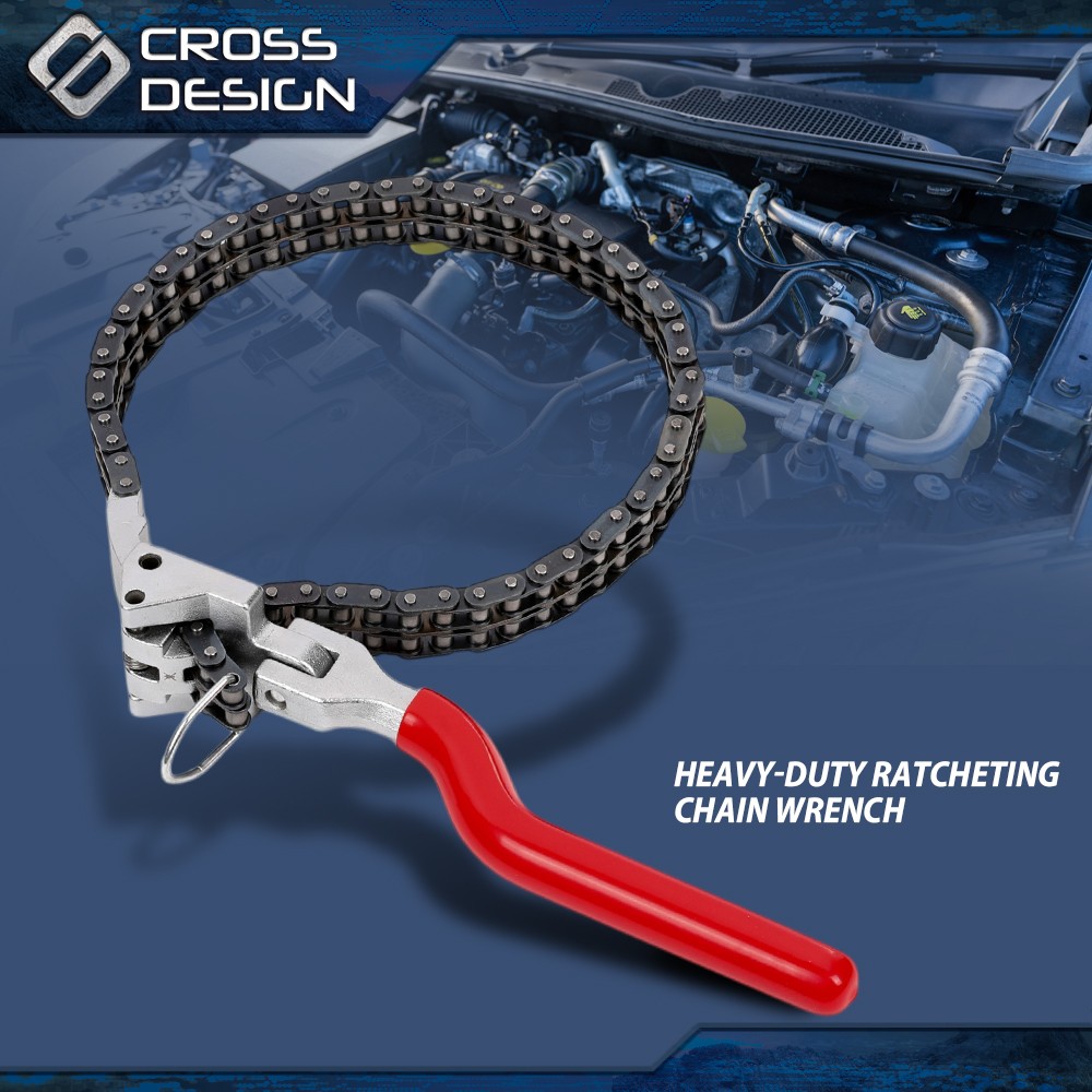 Heavy-Duty Ratcheting Chain Wrench Oil Filter Change Pipe Fittings 60-160mm