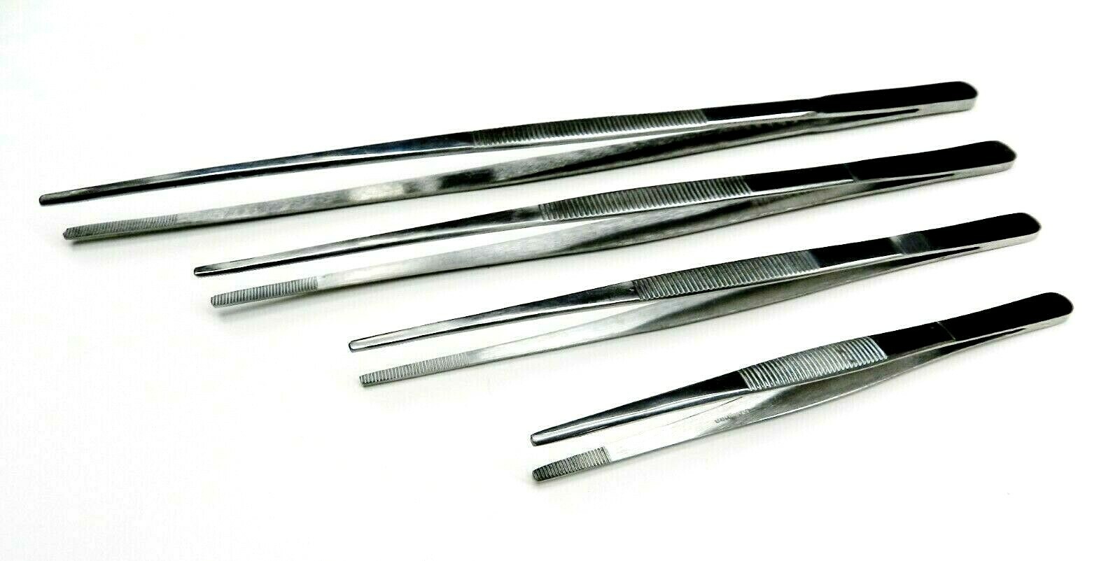 4pc General Purpose Tweezers Utility Forceps – 12″,10″,8″,6″ Stainless Blunt Tip