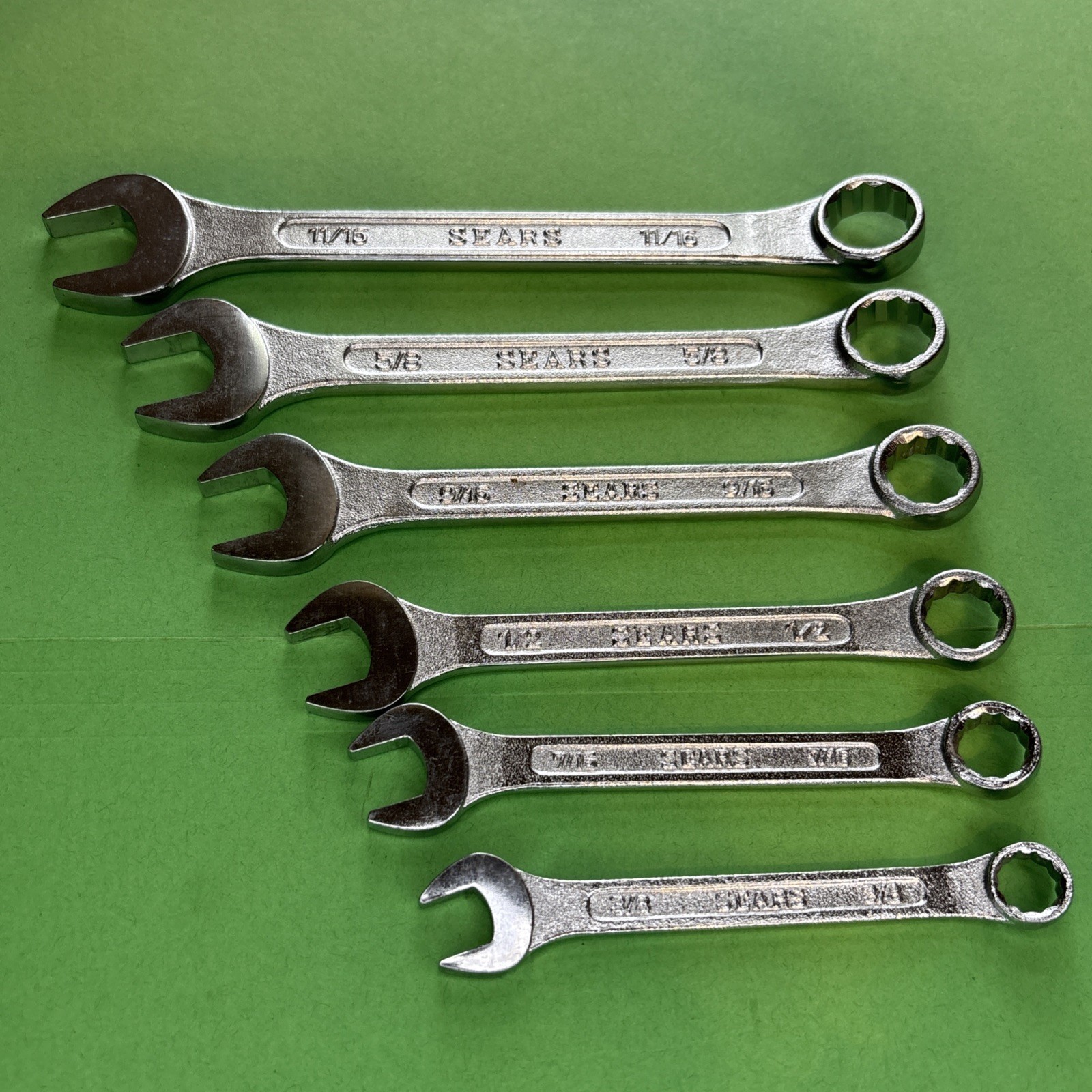 Vintage Sears 6pc SAE Wrench Set 4390 Made in Japan 3/8″-11/16″ 12 Point