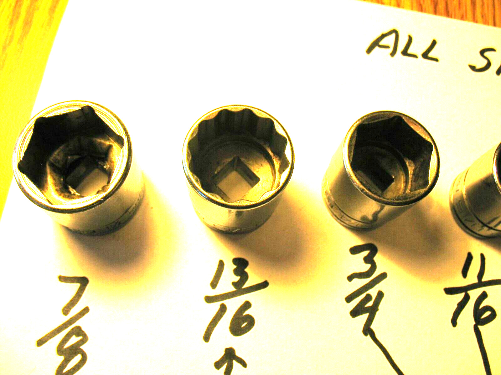 Snap On 3/8″ Dr. 7/16 -7/8 Shallow Sockets See Pictures For More Inf.