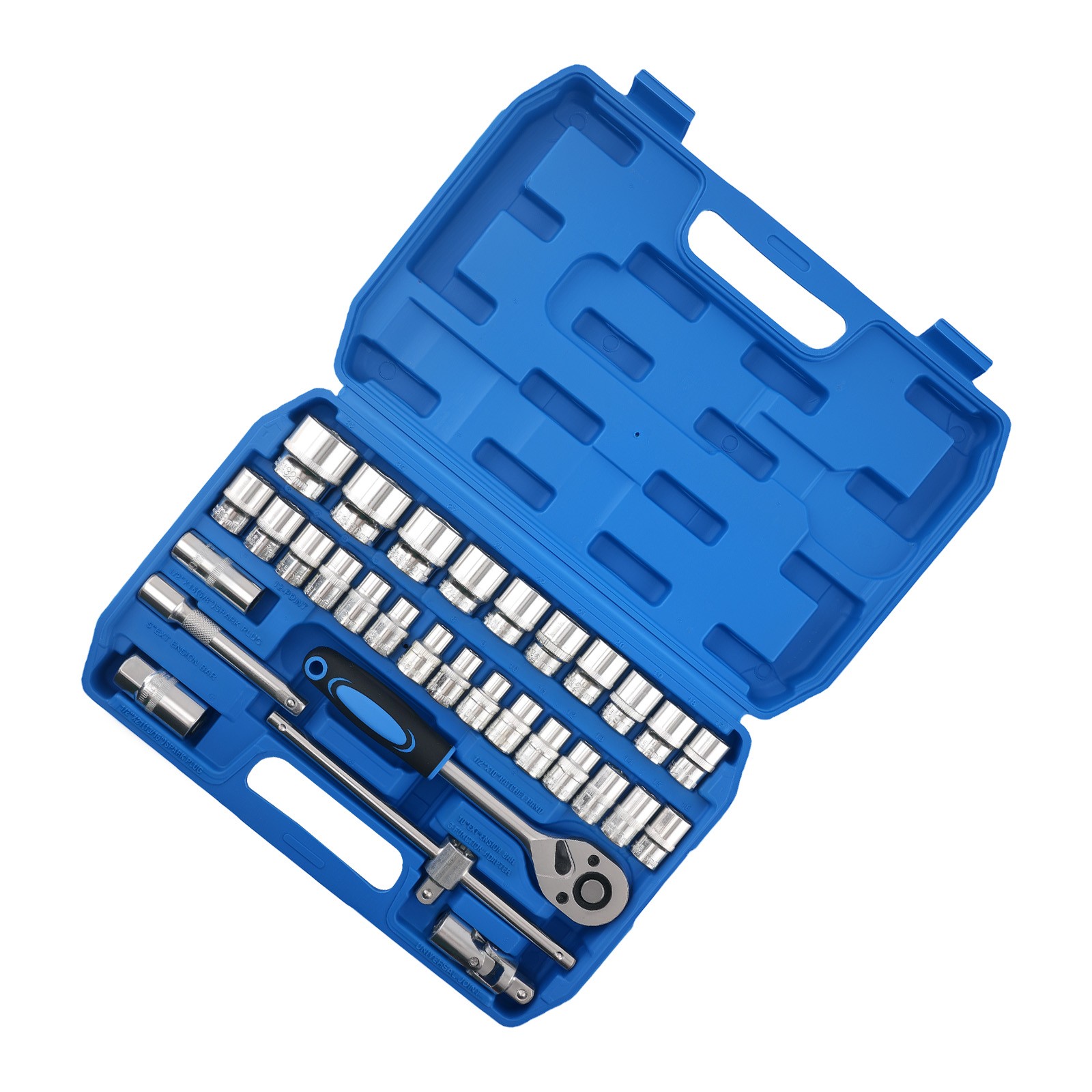 32 Piece Socket Set 1/2″ 8-32mm 6-Point 12-Point Ratchet Extension Bar Tool
