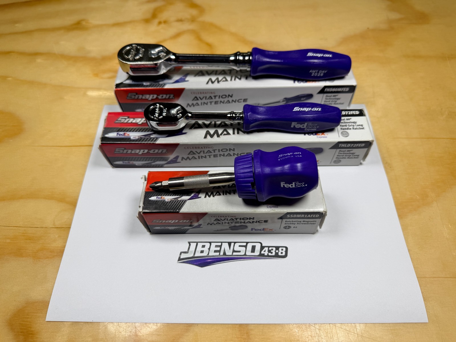 Snap-on Tools NEW ULTRA RARE PURPLE FedEx 3pc AMT DAY Ratchet & Screwdriver Set