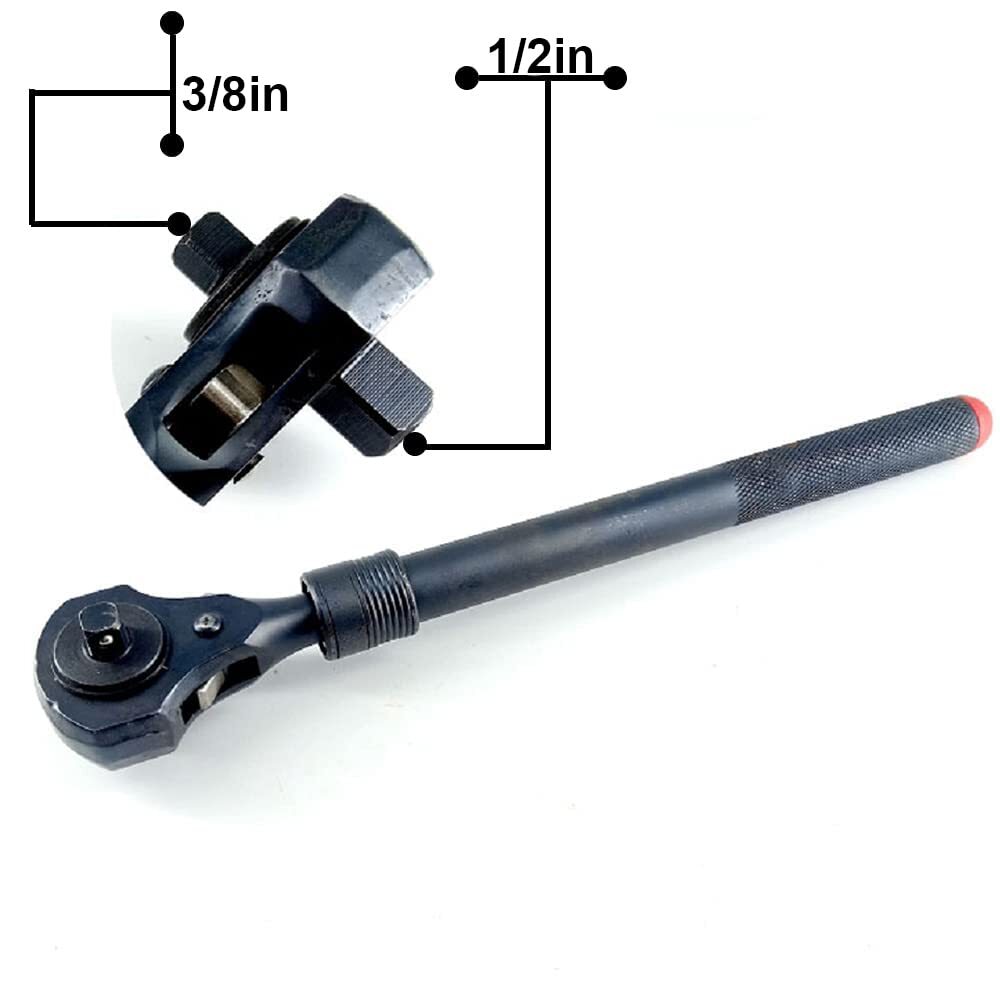 1/2in.& 3/8in Dual Head Ratchet Handle telescopic Black Ratchet Spanner With Ham
