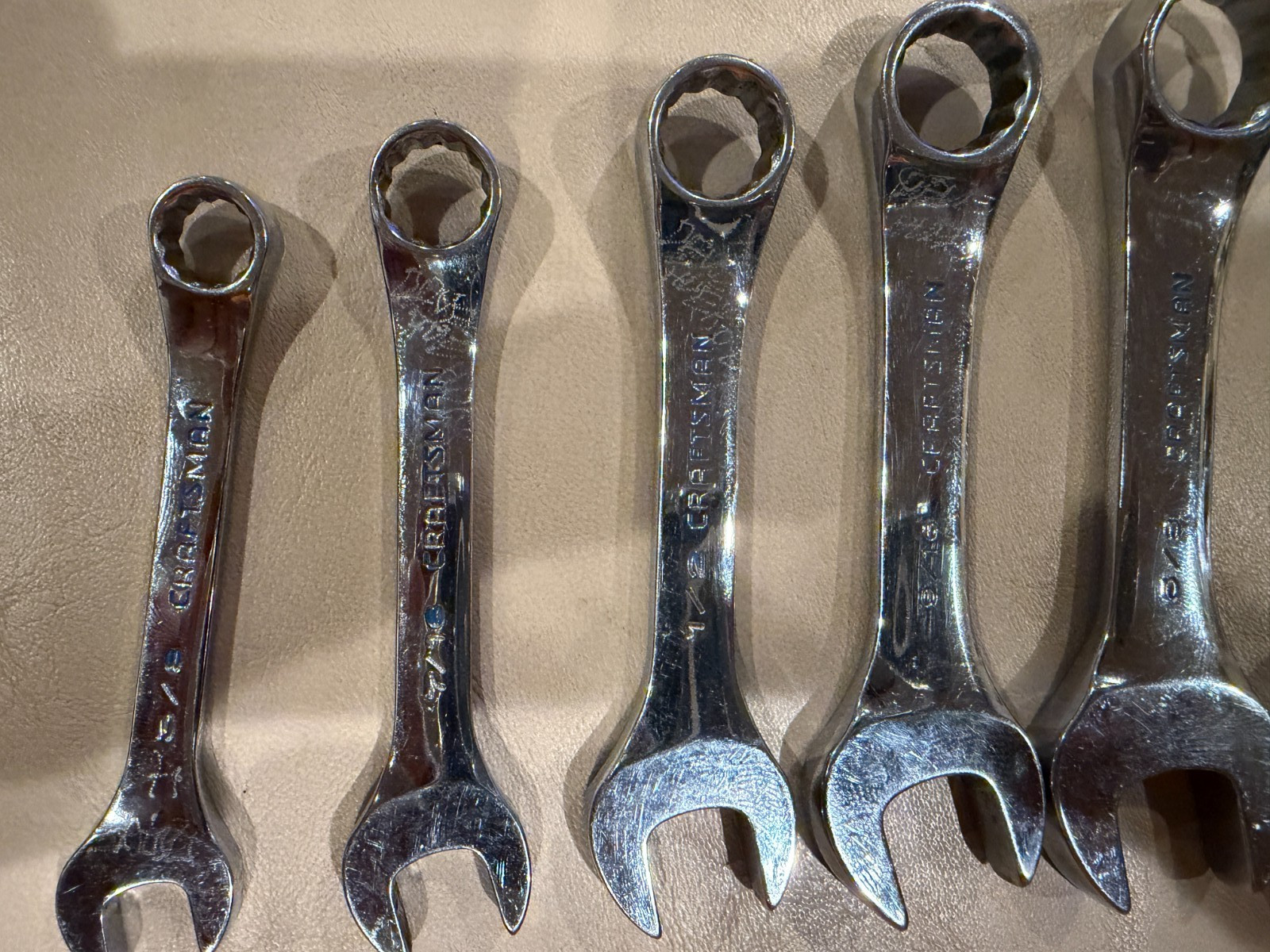 Used Craftsman Professional, 7 PC Stubby Combination Wrench Set SAE, USA made.
