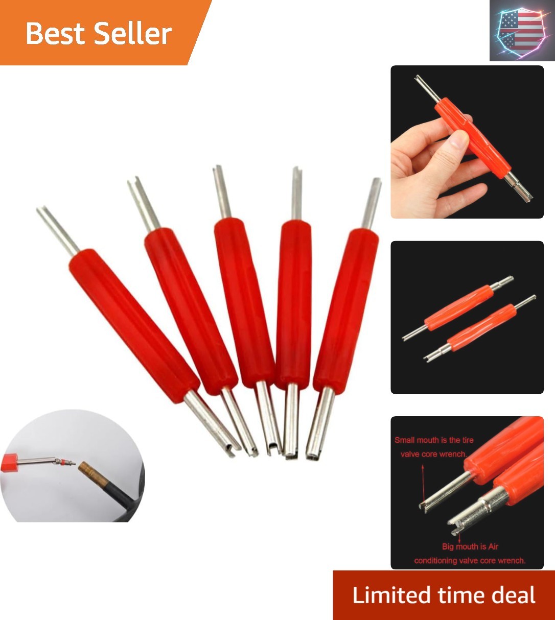 5 Pack Valve Core Remover 2in1 Dual Head Drive Tire Valve Stem Core Removal T…