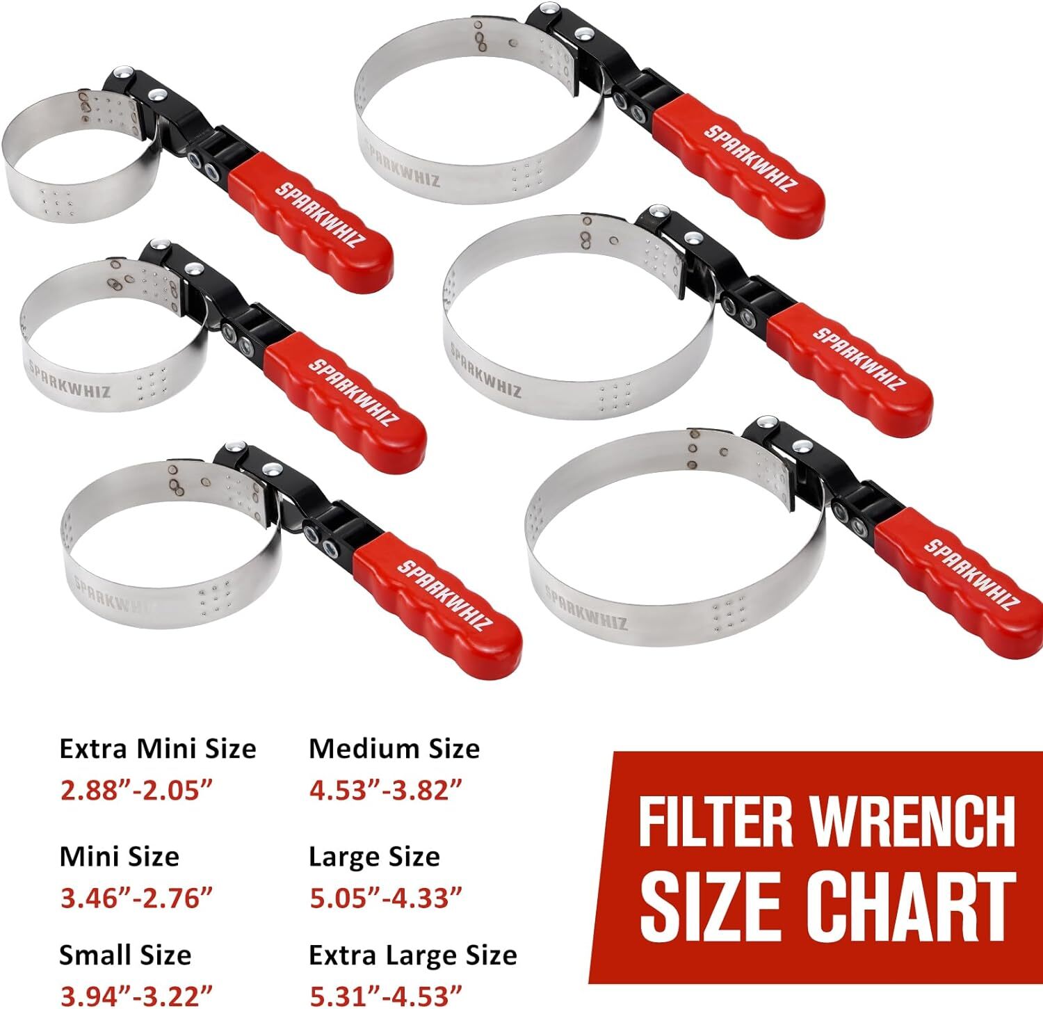 Set of 7 Swivel Oil Filter Wrench 2-1/6” – 5-1/4″ 6 Size Oil Filter Remover Tool
