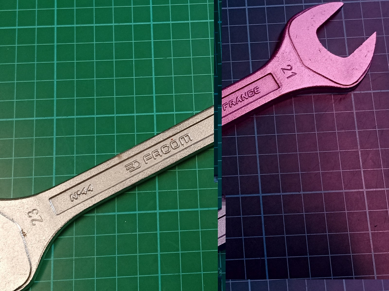 Facom No44, 21mm x 23mm, Vanachrome, Open Ended Spanner, Made In France