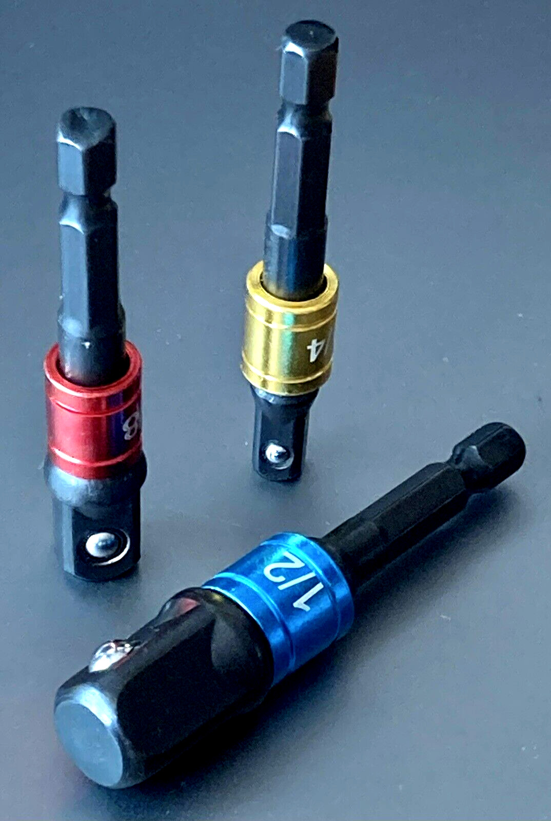 Impact Hex to ¼ ½ ⅜ Inch Coloured Square Drive Driver Socket Adaptor Converters