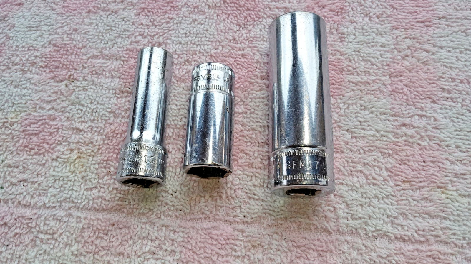 SNAP-ON MM DEEP SOCKETS 10 13 17 3/8dr 6/12 pt SEE DESC DECENT USED COND gift he