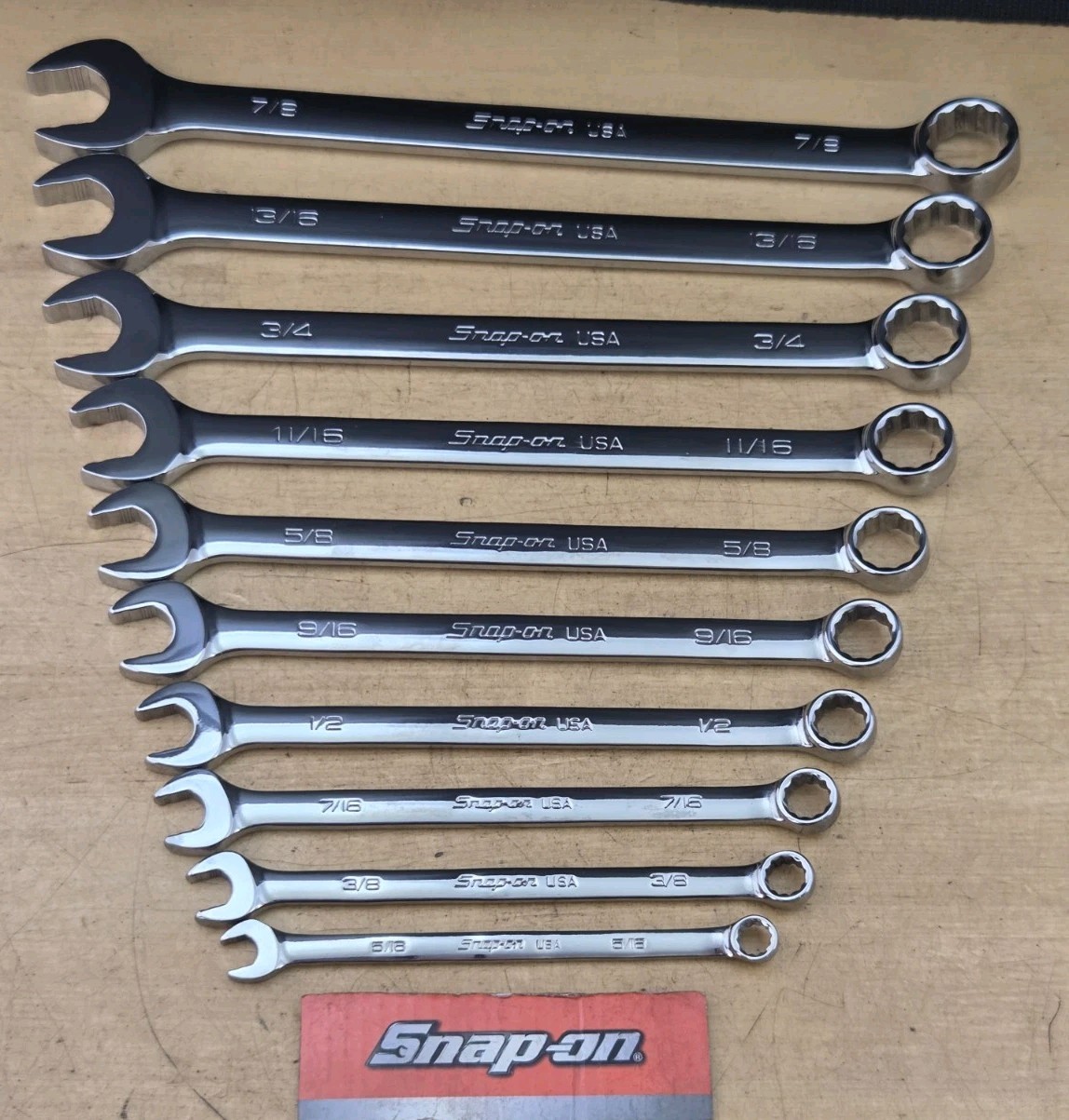 New Snap On SOEX710 – 10 Pc SAE Flank Drive Plus 12Pt Combination Wrench Set