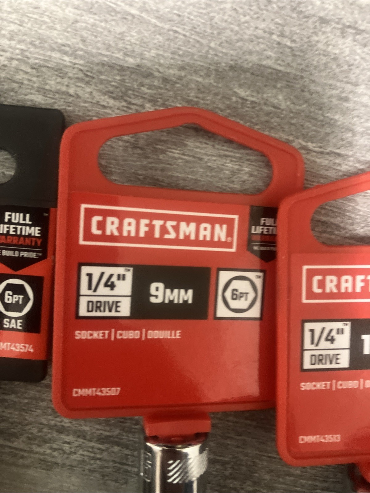 Craftsman ,9/32,9mm,12mm 14mm,6 Point 1/4″ Drive Polished Chrome Socket. 4 Pc.