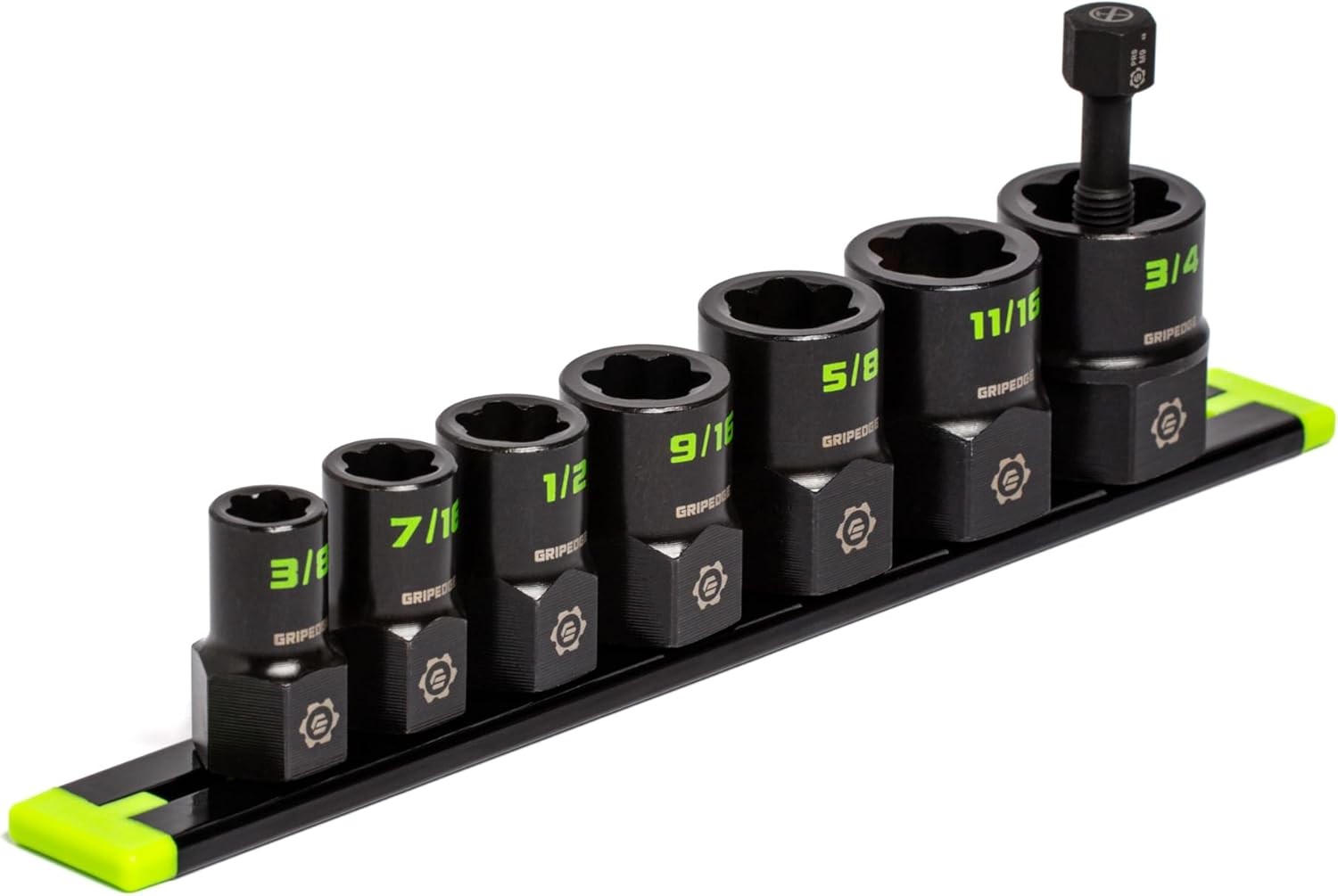GRIPEDGE Tools | 7-PC – 3/8» Drive SAE RPT Socket Extractor Set | One Size