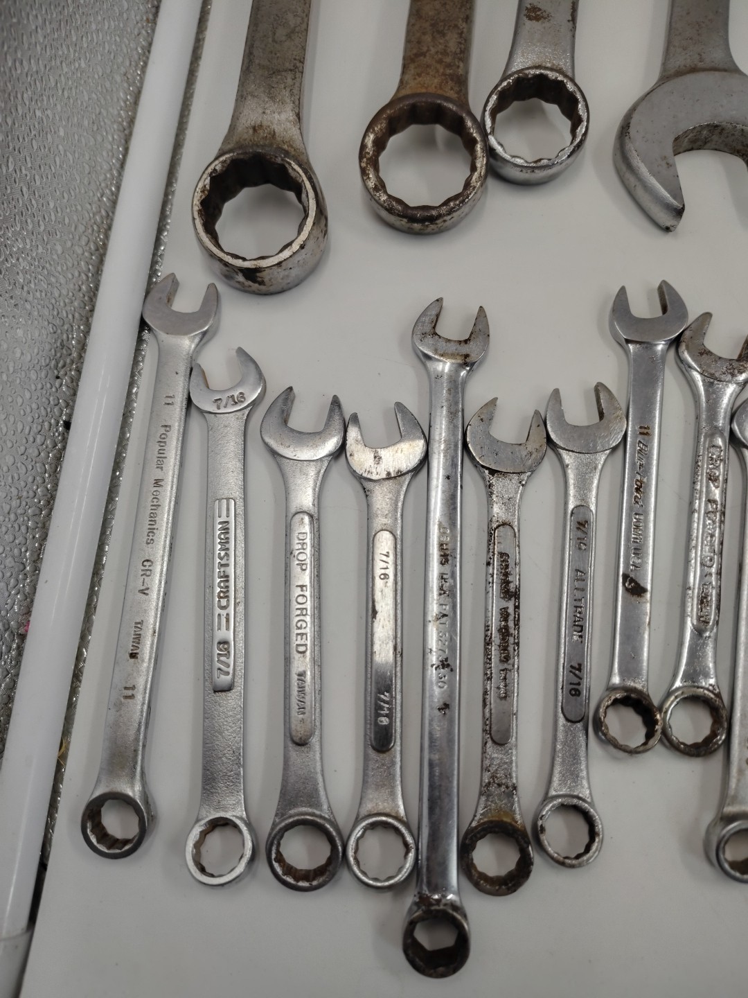 Lot of 68 SAE & Metric Combination Wrenches Craftsman Duralast + Keter Tool Box