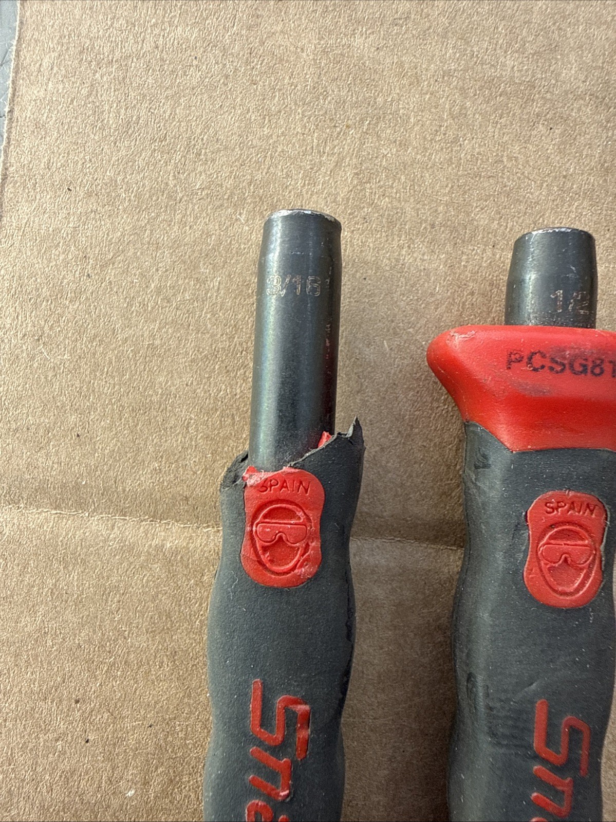 SNAP-ON 9PC Red SOFT GRIP PUNCH AND CHISEL SET #PPCSG710